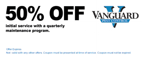 Coupon for 50% off your first service with a monthly service contract.